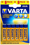 Батарейка VARTA LONGLIFE AAA блистер 6 с перфорацией