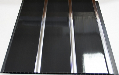 Панель ПВХ потолочная 3,0*0,24*0,008 Софито 3 полосы серебро черная выпуклая