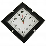 Часы настенные в форме ромба, 31 × 31 см, накладка с 4 держателями, циферблат белый, рама чёрная