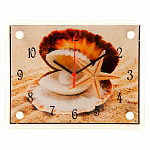 Часы настенные прямоугольные (20х26 см) Ракушка  микс  1061694