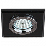 Светильник декор MR16 12V (220V) 50Вт "стекло квадрат" хром/черный ЭРА