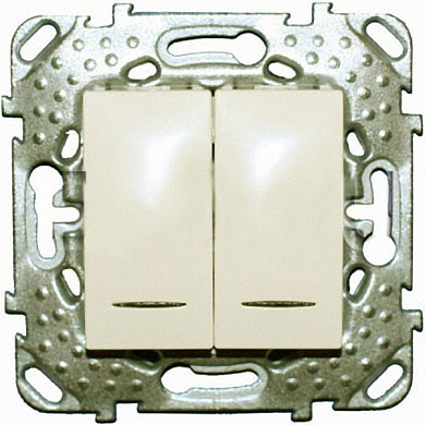 Выключатель Uniсa 2х-клав. подсветка бежевый (10)