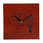 Часы настенные квадратные (20,5х20,5 см) Дерево. Ветерок  на циферблате цветущяя сакура, кр