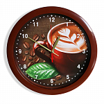 Часы пластик "Кофе", коричневый обод 2436377